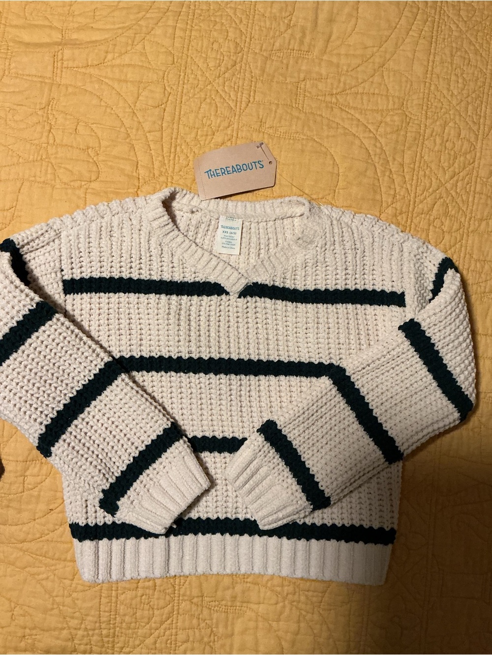 Boys Cream and Black Striped Knit Sweater